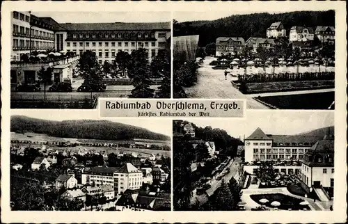 Ak Oberschlema Bad Schlema in Sachsen, Panorama vom Ort, Blick auf ein Kurhaus