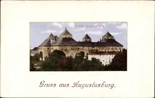 Ak Augustusburg im Erzgebirge, Blick zum Schloss