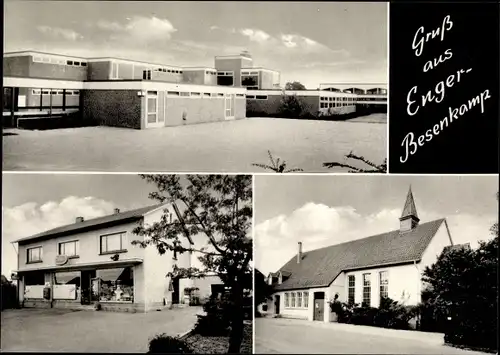 Ak Besenkamp Enger in Westfalen, Gebäude, Geschäft, Kirche