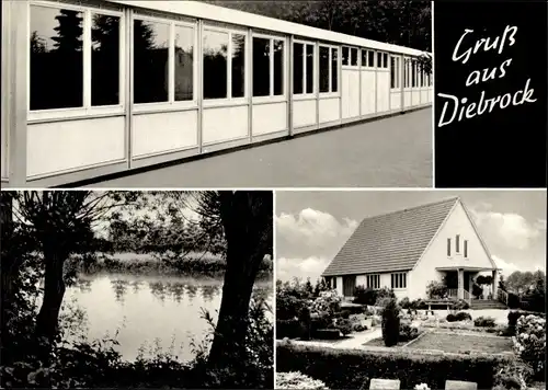 Ak Diebrock Eickum Herford in Westfalen, Haus mit Garten, Seeblick, Gebäude