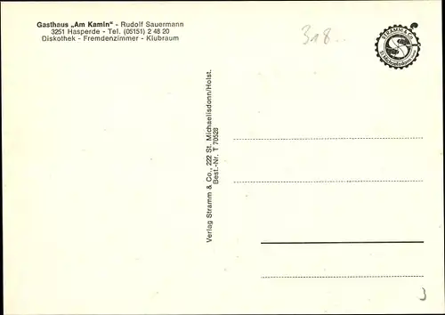 Ak Hasperde Bad Münder am Deister, Gasthof Am Kamin, Aussen- und Innenansicht
