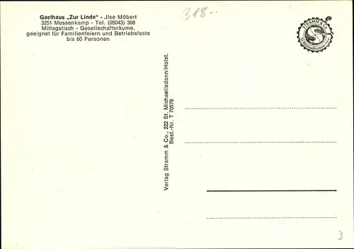 Ak Messenkamp Schaumburg Niedersachsen, Gasthof Zur Linde, Aussen- und Innenansicht, Gäste