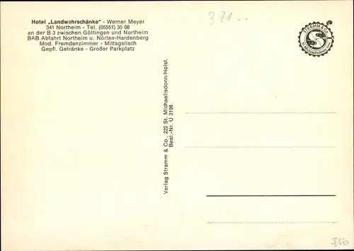 Ak Northeim in Niedersachsen, Hotel Landwehrschänke, Aussen- und Innenansicht