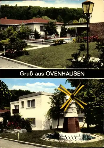 Ak Ovenhausen Höxter in Nordrhein Westfalen, Pension Pferdehof, Windmühle im Garten
