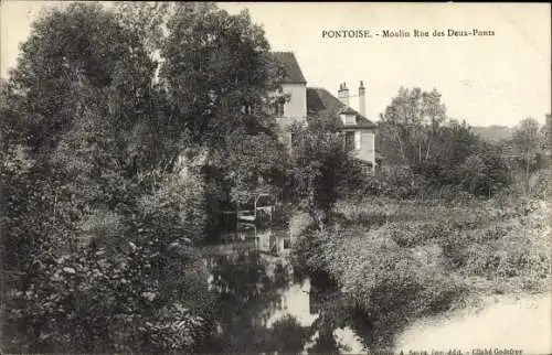 Ak Pontoise Val d'Oise, Moulin Rue des Deux Ponts