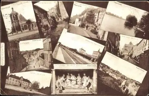 Ak Pontoise Val d'Oise, Rue Thiers, Notre Dame, Hotel de Ville, La Gare