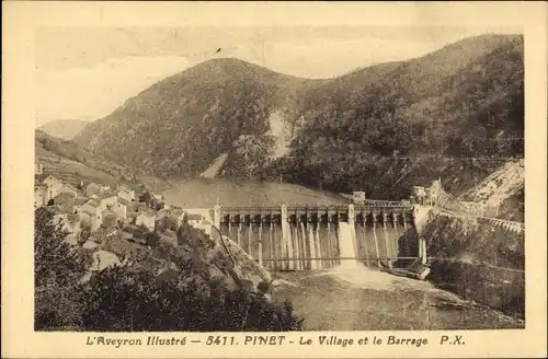 Ak Pinet Aveyron, Le Village et le Barrage