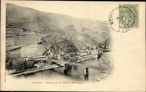 Ak Penchot Aveyron, Usines de la Vieille Montagne, pont