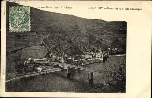 Ak Penchot Aveyron, Usines de la Vieille Montagne, pont