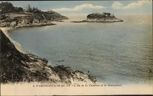 Ak Saint Quay Portrieux Cotes d'Armor, L'Île de la Comtesse et le Sémaphore