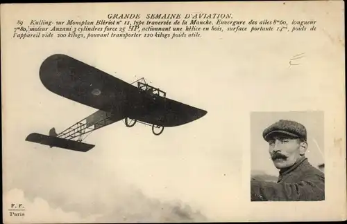 Ak Grande Semaine d'Aviation, Aviateur Kulling sur Monoplan Bleriot No. II