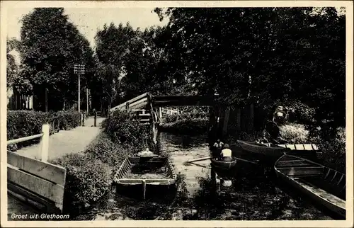 Ak Giethoorn Overijssel Niederlande, Ruderpartie