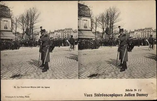 Stereo Ak Französische Soldaten, Le Tamour Major 46er de Ligne