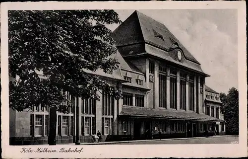 Ak Mülheim Köln am Rhein, Bahnhof, Straßenseite