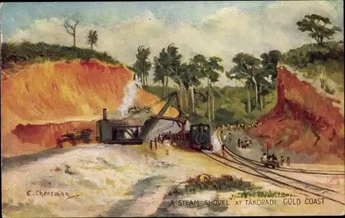 Künstler Ak Cheesman, E., Sekondi Takoradi Ghana, A steam shovel, Gold Coast