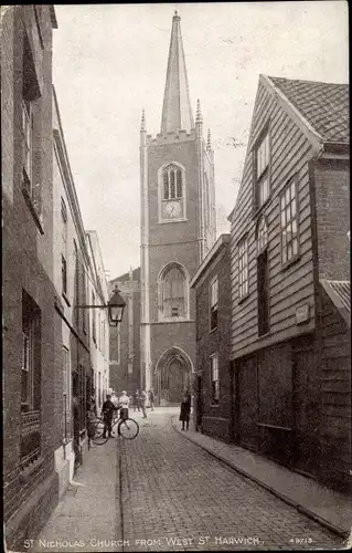Ak Harwich Essex England, St. Nicholas Church from West Street