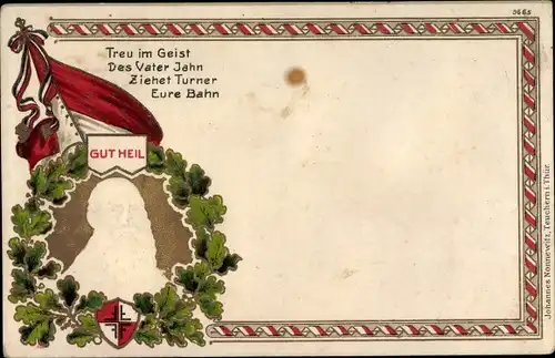 Präge Litho Turnvater Jahn, Portrait, Treu im Geist