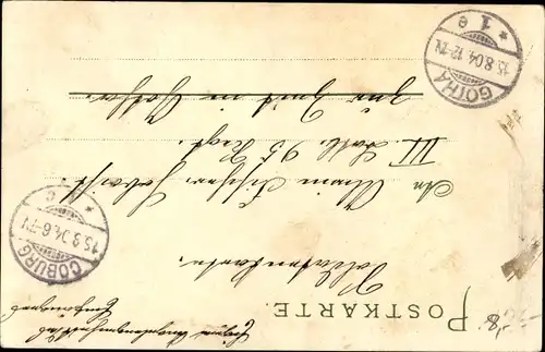 Präge Litho Turner mit Trinkhorn, fahne