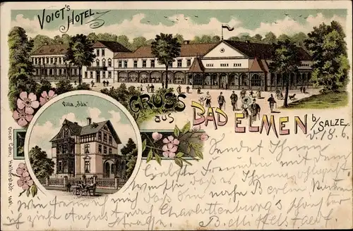 Litho Bad Elmen Salzelmen Schönebeck an der Elbe, Voigt's Hotel, Villa Ida