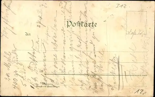 Litho Peine in Niedersachsen, Breitestraße, Marktplatz, Kriegerdenkmal, Bahnhofstraße, Walzwerk