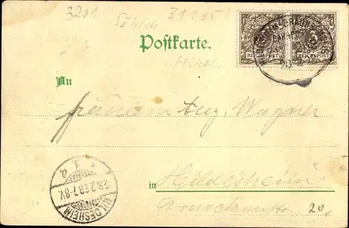 Litho Hoheneggelsen Söhlde in Niedersachsen, Panorama, Gasthof, Kirche, Kriegerdenkmal