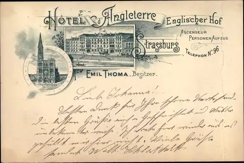 Litho Strasbourg Straßburg Elsass Bas Rhin, Hotel d'Angleterre