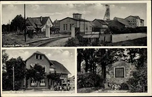 Ak Höfer Eschede in der Lüneburger Heide, Kaliwerk Mariaglück, Kriegerdenkmal, Gastwirtschaft