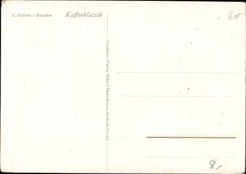 Künstler Ak Reinicke, E., Kaffeeklatsch, vermenschlichte Vögel, Krähen