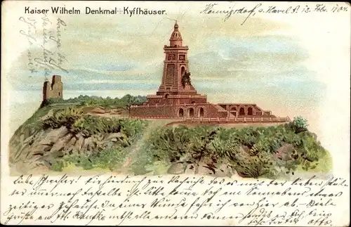 Litho Steinthaleben Kyffhäuserland in Thüringen, Kyffhäuser, Kaiser Wilhelm Denkmal