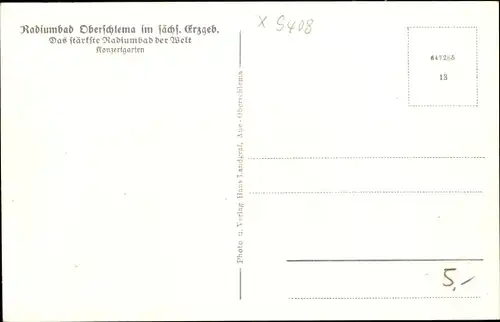 Ak Oberschlema Bad Schlema in Sachsen, Konzertgarten