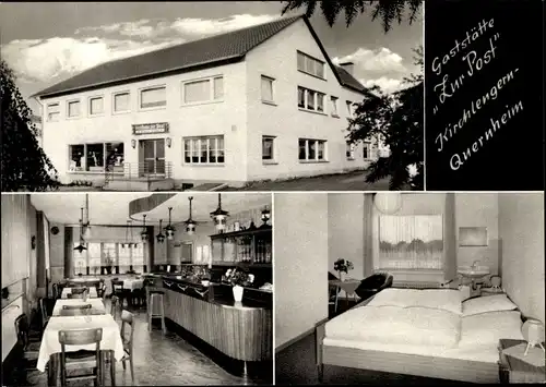 Ak Quernheim Kirchlengern Ostwestfalen, Gaststätte Zur Post, Aussen- und Innenansicht