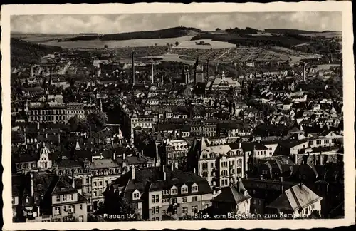 Ak Plauen im Vogtland, Blick vom Bärenstein zum Kemmler, Stadt