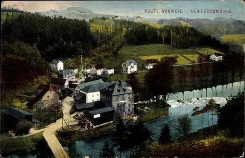 Ak Rentzschmühle Pöhl im Vogtland, Teilansicht, Vpgelschau