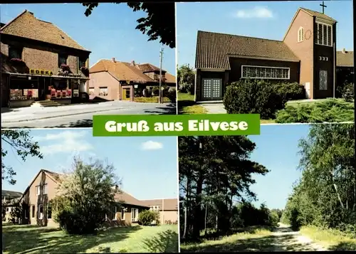 Ak Eilvese Neustadt am Rübenberge, Kirche, Edeka, Waldpartie