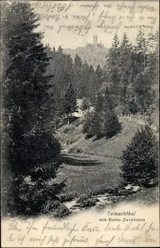 Ak Bad Teinach Zavelstein, Blick auf die Ruine der Burg Zavelstein, Teinachtal