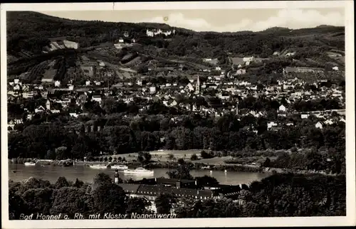 Ak Bad Honnef am Rhein, Blick auf den Ort mit Kloster Nonnenwerth