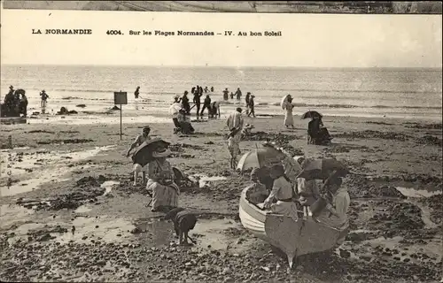 Ak Calvados, Sur les Plages Normandes, Au bon Soleil