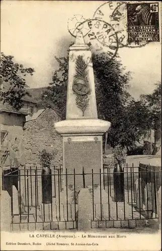 Ak La Capelle Aveyron, Le Monument aux Morts