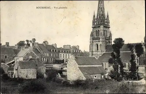 Ak Bourbriac Côtes d'Armor, Vue Générale, Église