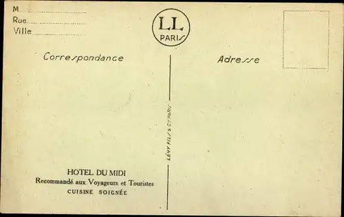 Ak Arles Bouches du Rhône, Rue Amedee Pichot, Hotel du Midi