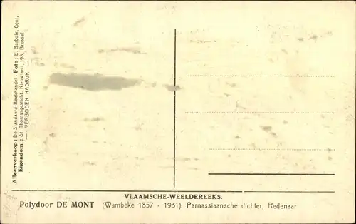Ak Belgischer Dichter Polydoor de Mont, Portrait