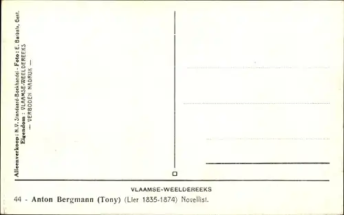 Ak Belgischer Dichter Anton Bergmann, Portrait
