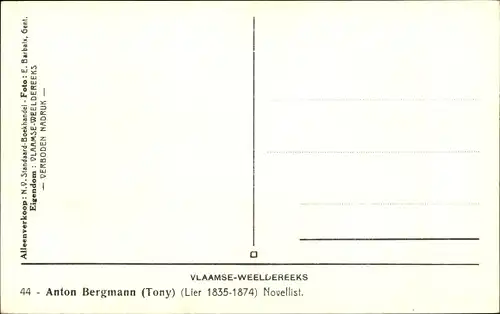 Ak Belgischer Dichter Anton Bergmann, Portrait