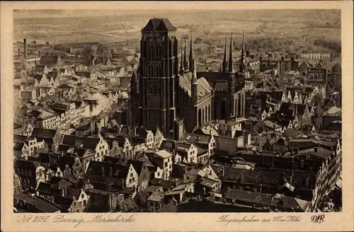 Ak Gdańsk Danzig, Marienkirche, Fliegeraufnahme