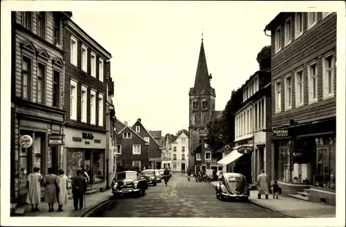 Ak Burscheid in Nordrhein Westfalen, Hauptstraße, evangelische Kirche, Geschäfte