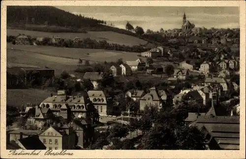 Ak Oberschlema Bad Schlema in Sachsen, Panorama vom Ort mit Schneeberg