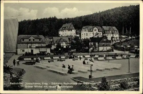 Ak Oberschlema Bad Schlema in Sachsen, Grüner Winkel mit neuem Konzertplatz