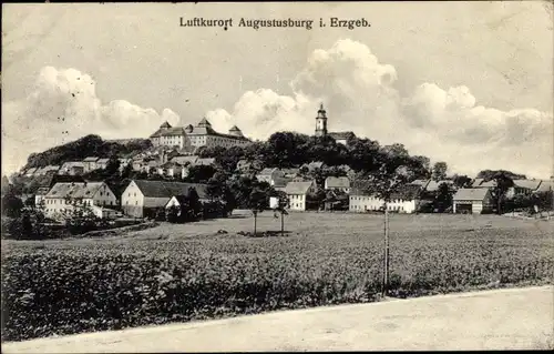 Ak Augustusburg Erzgebirge, Blick auf den Ort und das Schloss