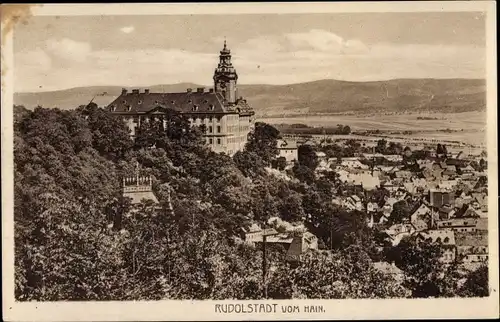 Ak Rudolstadt in Thüringen, Blick auf den Ort vom Hain aus, Schloss Heidecksburg