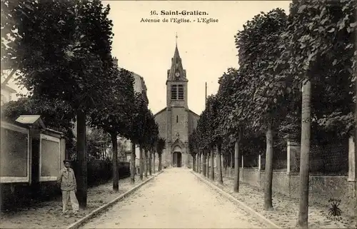 Ak Saint Gratien Val d’Oise, Avenue de l'Eglise, L'Eglise